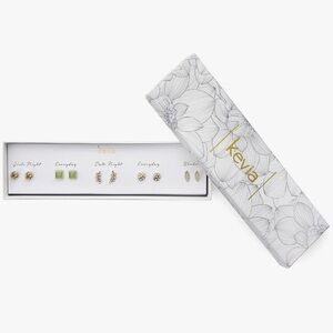 Kevia Gold Green Stud Post Earring 4 Pair Set New In Box